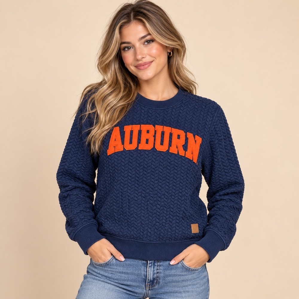 Auburn University AU Tigers Textured Knit Sweatshirt Women's Small Gameday Chic